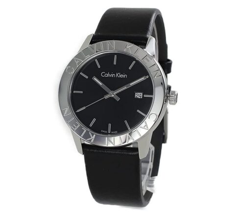 [カルバンクライン]Calvin Klein メンズ レディース ユニセックス シルバー ブラックレザー 革 K7Q211C1 腕時計 [並行輸入品]