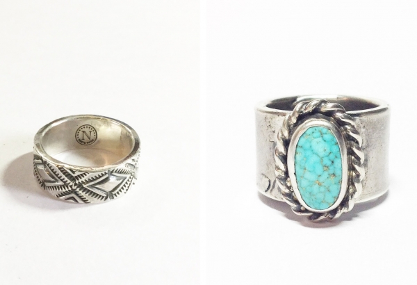 ノースワークスのSilver Stamp RingとCoin Silver Turquoise Ring